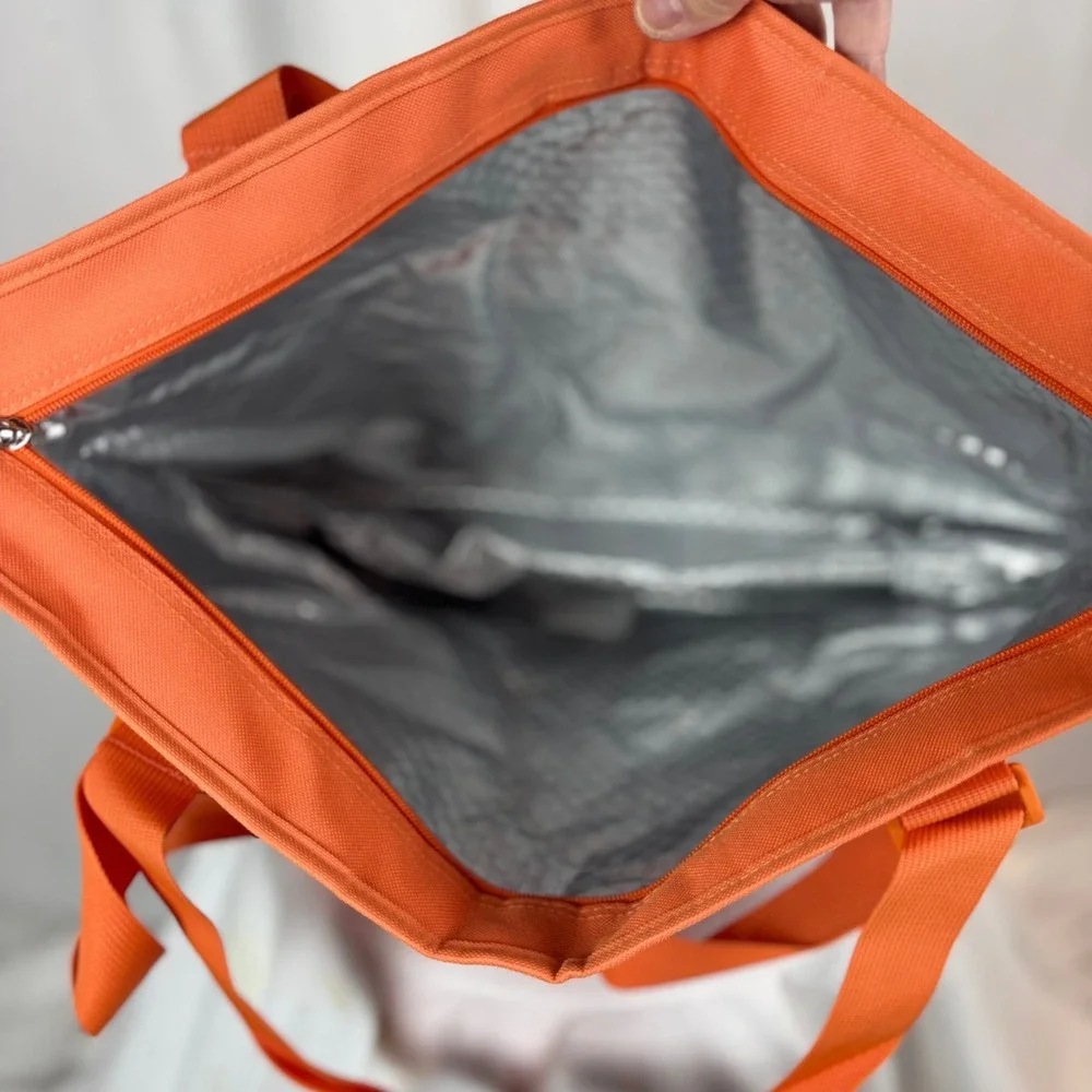 Sachi Orange Striped‎ Insulated Big Tote Bag Cooler Bag